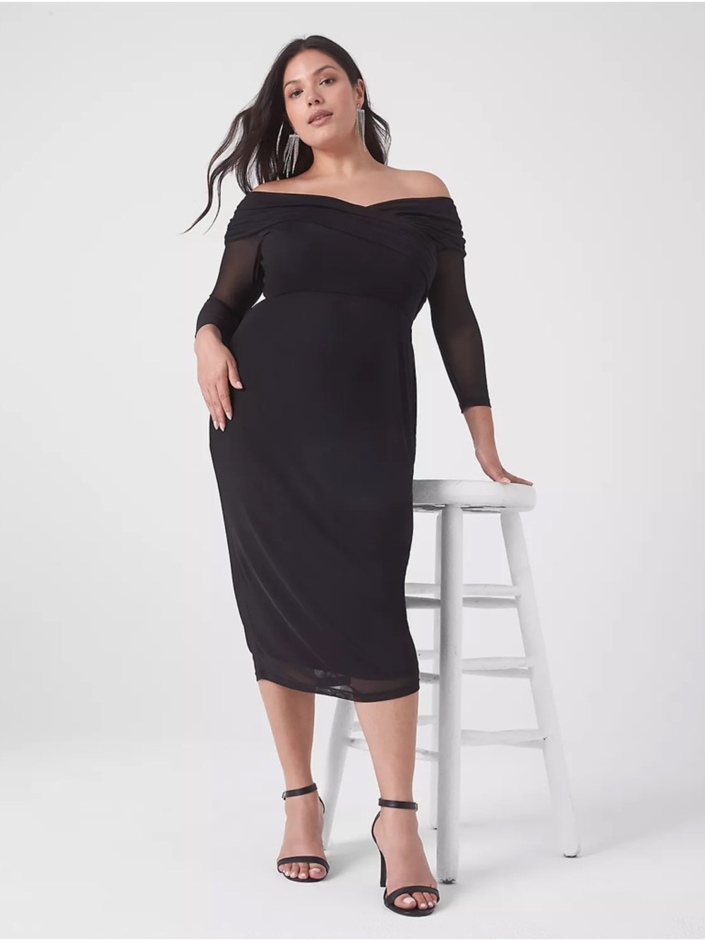 Lane Bryant Off-The-Shoulder Illusion Mesh Dress